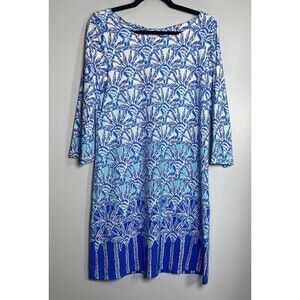 LILLY PULITZER Bay Dress Medium Blue One of a Kind Engineered‎ Beach Tropical